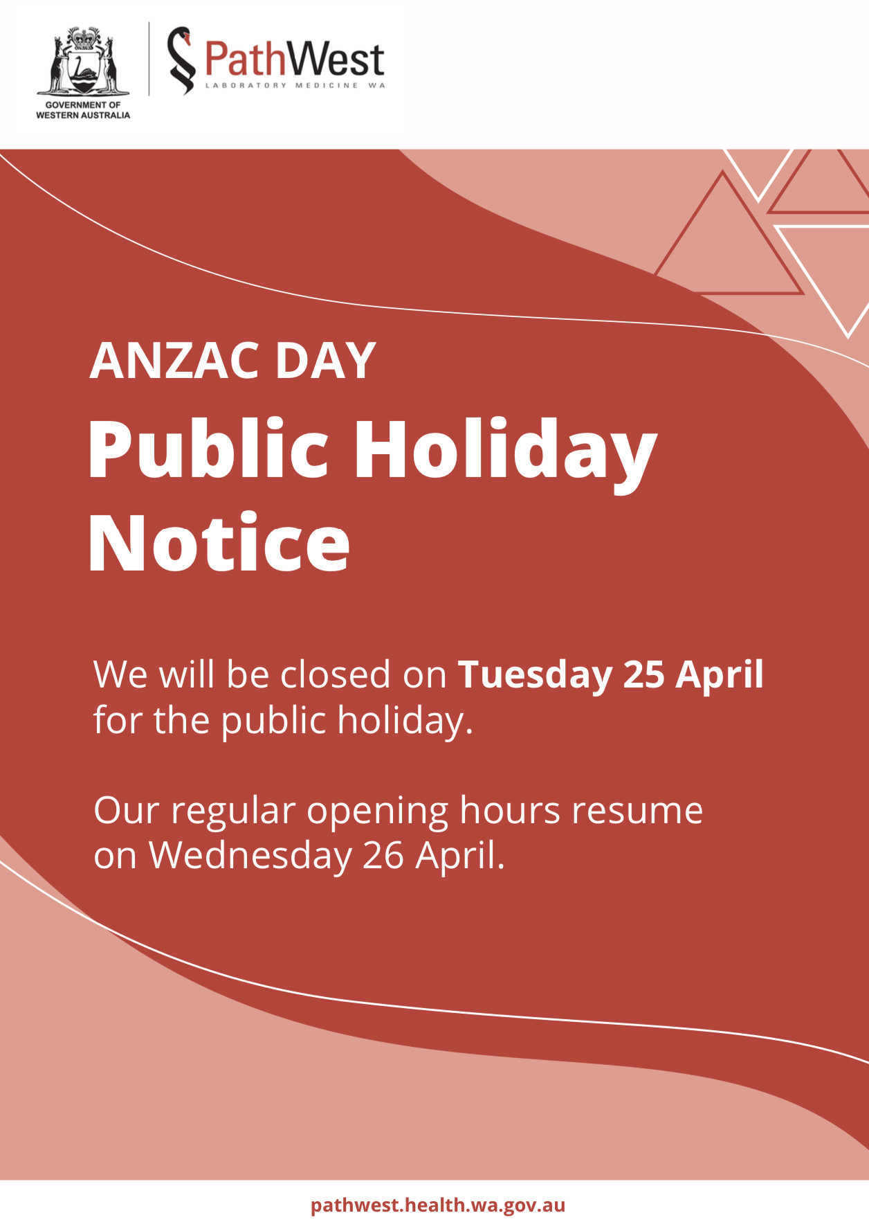 ANZAC Day Public Holiday Notice 2023
